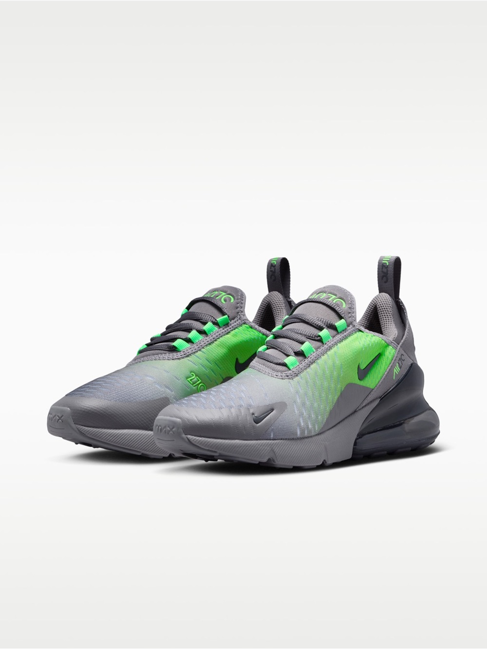 Nike Kids' Air Max 270 Youth Sneakers - Gray/Neon Green! Like new! Size 4.5!